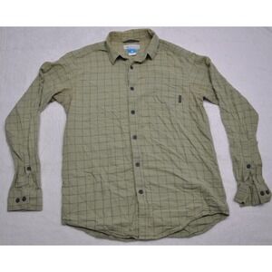 Columbia Shirt Mens Small Green Plaid Long Sleeve Button Up Outdoors Hiking